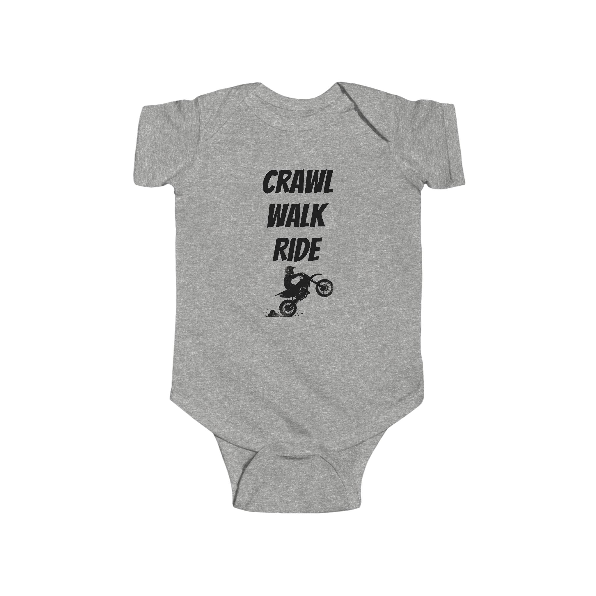 "Crawl Walk Ride" Unisex Baby Onesie