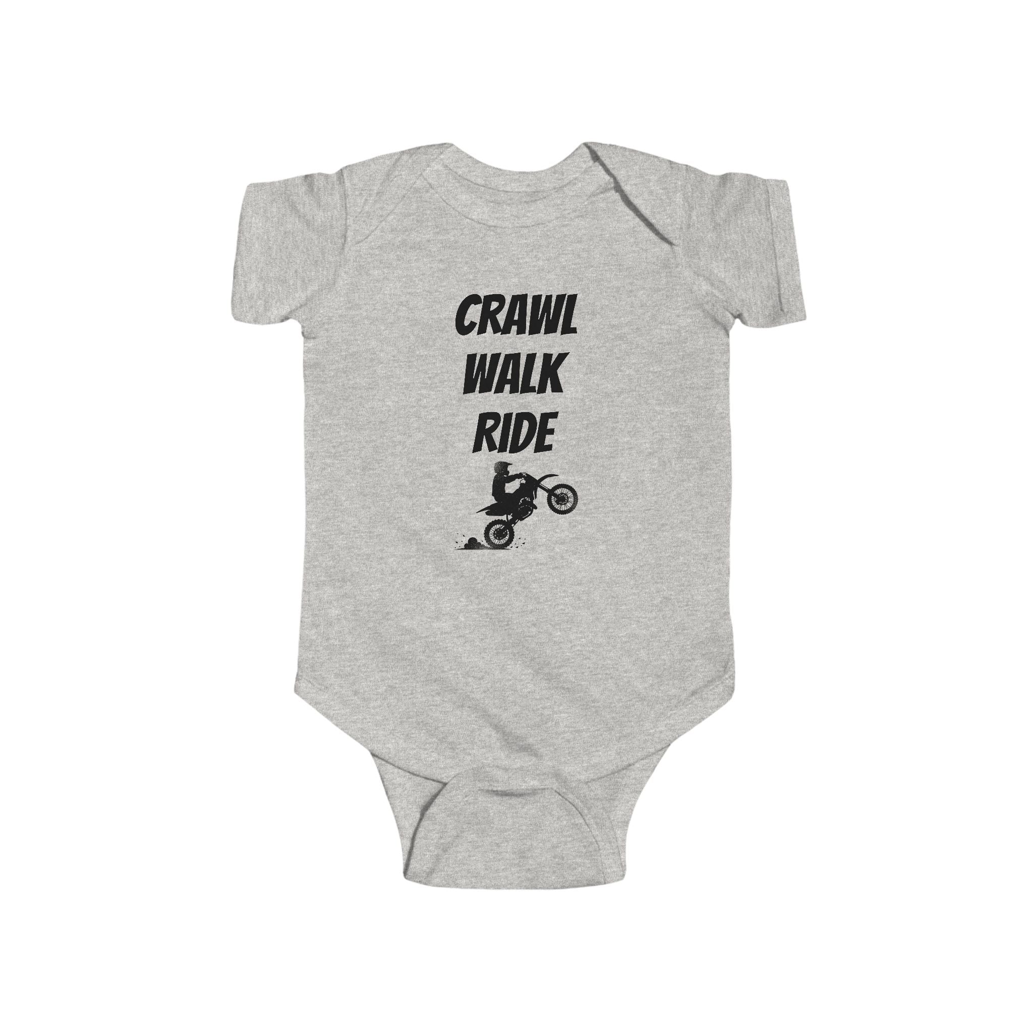 "Crawl Walk Ride" Unisex Baby Onesie