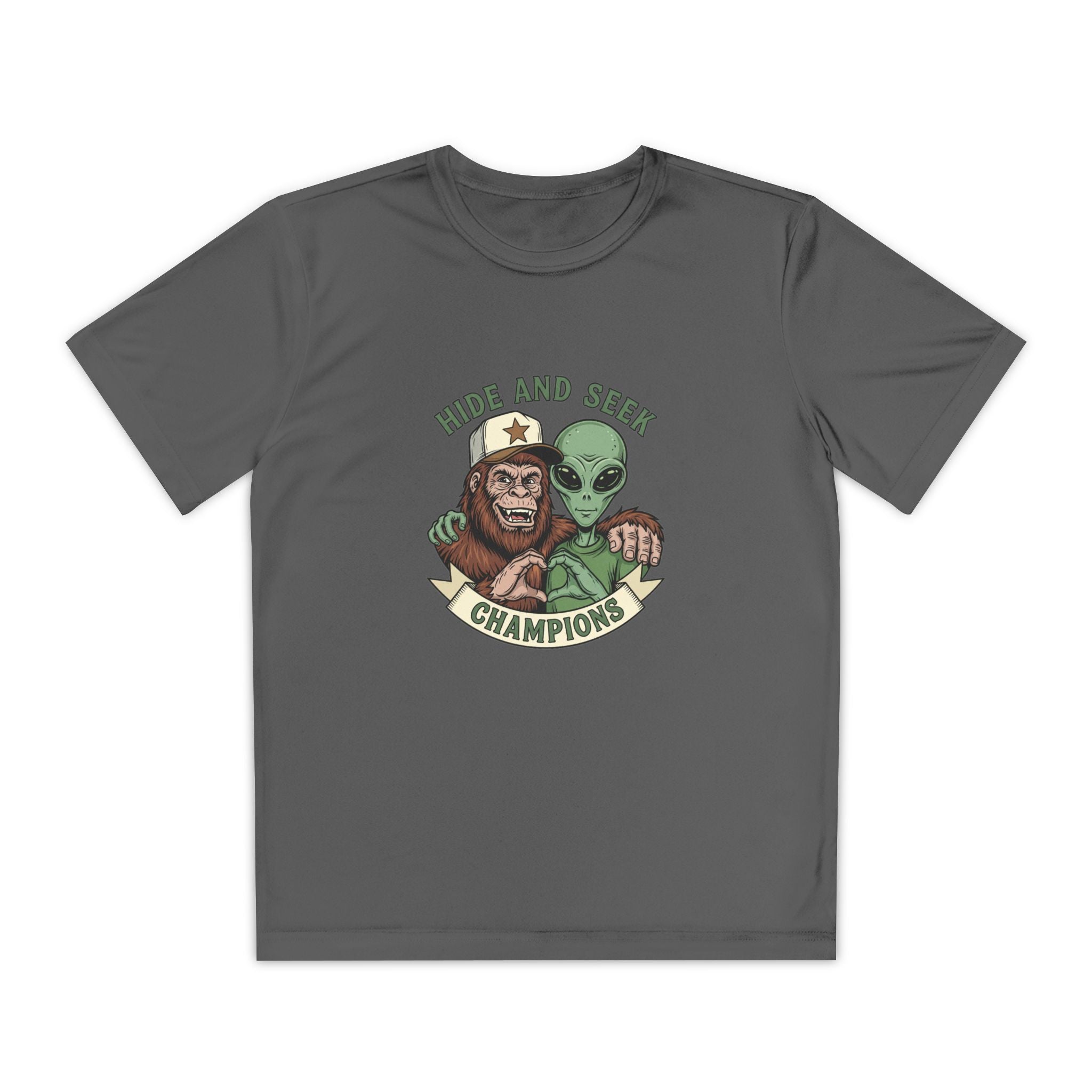 Youth Tee — "Hide and Seek Champions" Ape & Alien Graphic