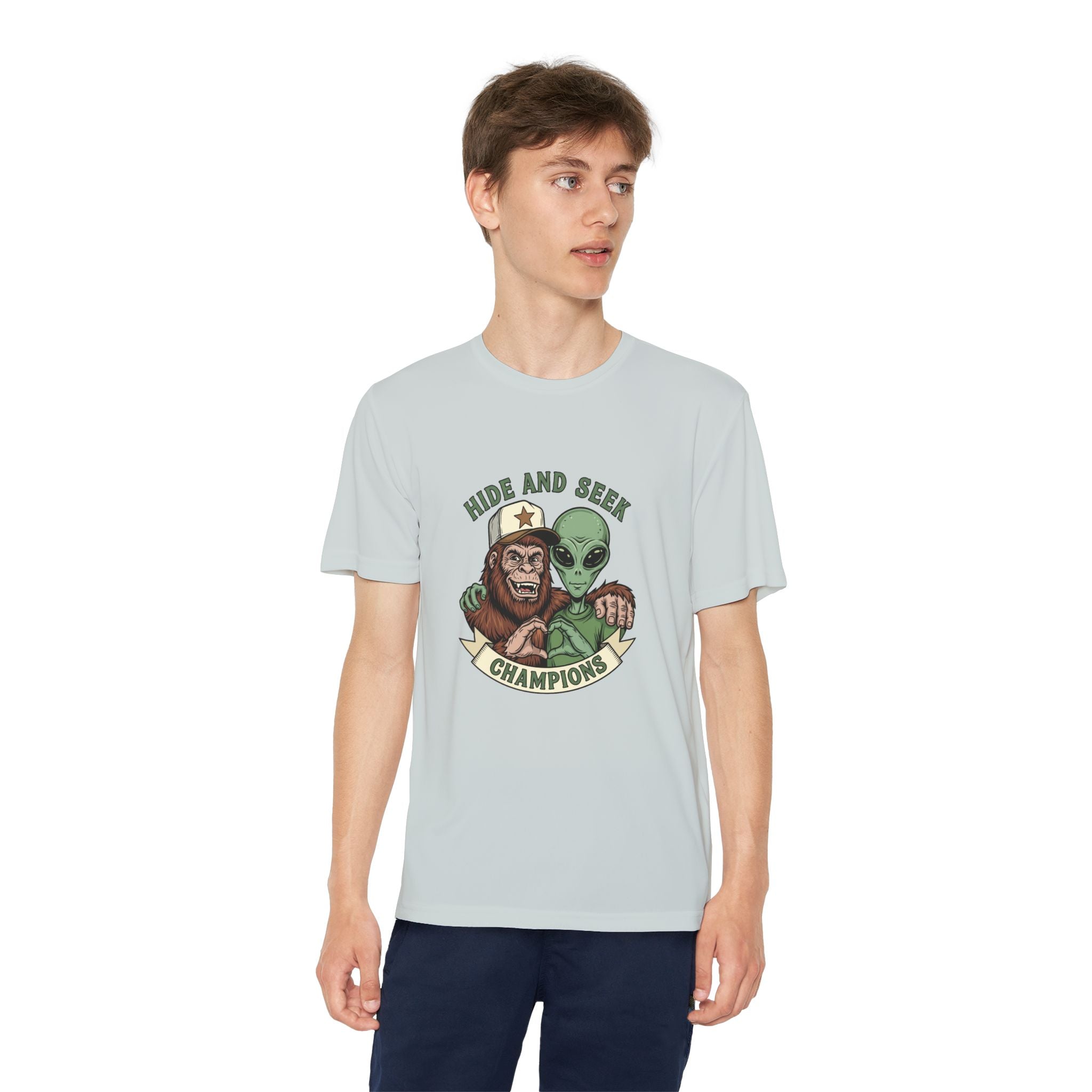 Youth Tee — "Hide and Seek Champions" Ape & Alien Graphic