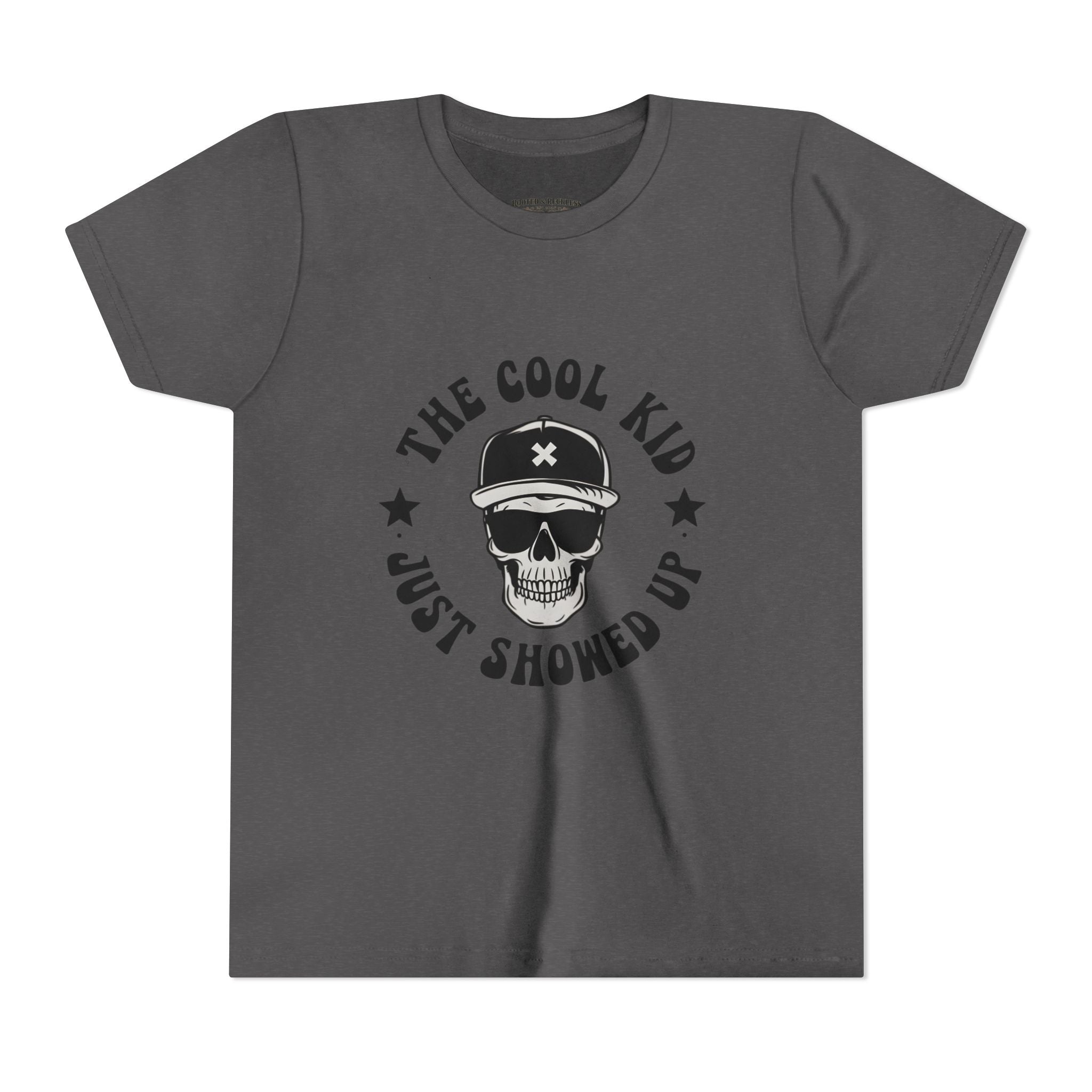 Youth Tee — "The Cool Kid Just Showed Up" Skull Graphic