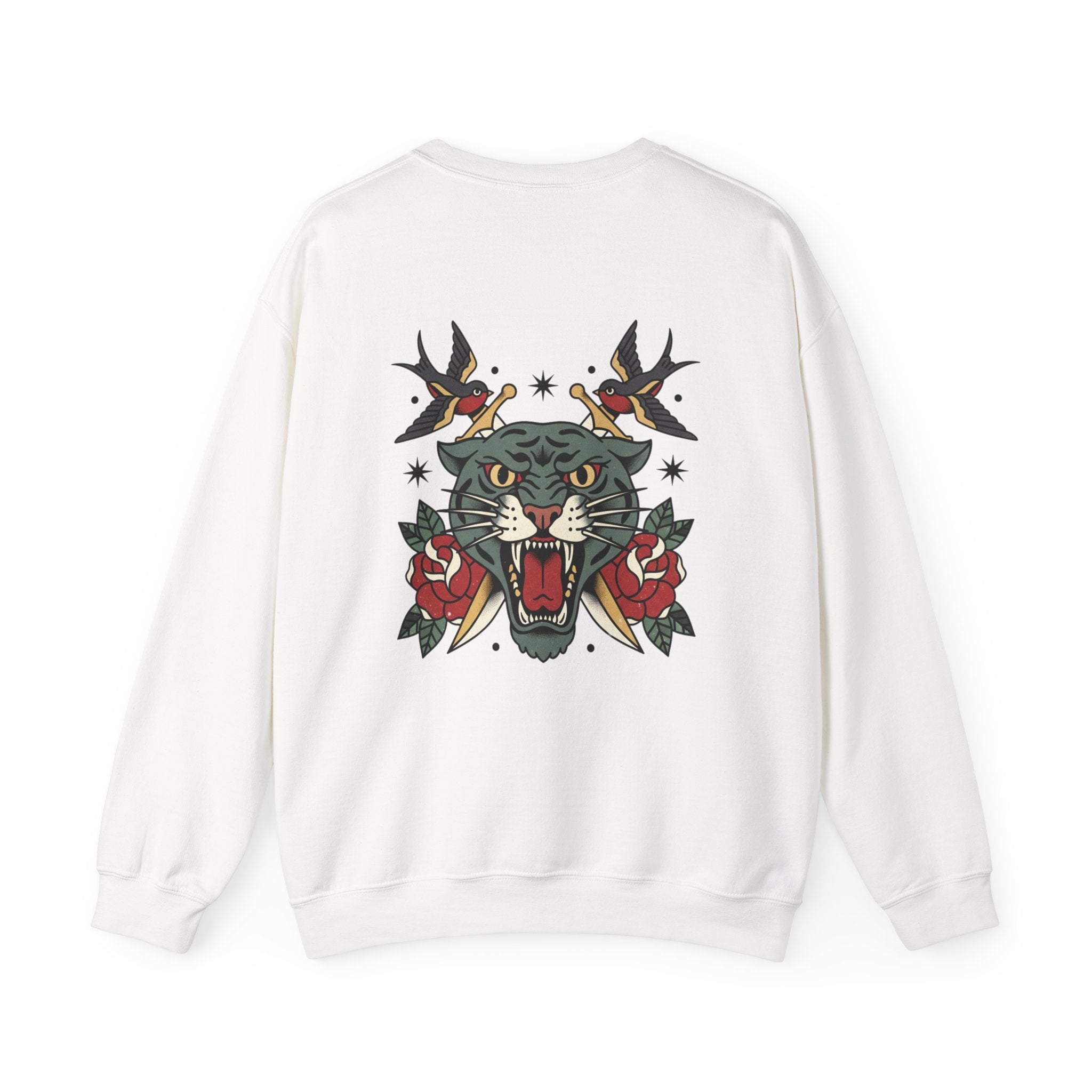 Tiger Head & Swallows Crewneck Sweater