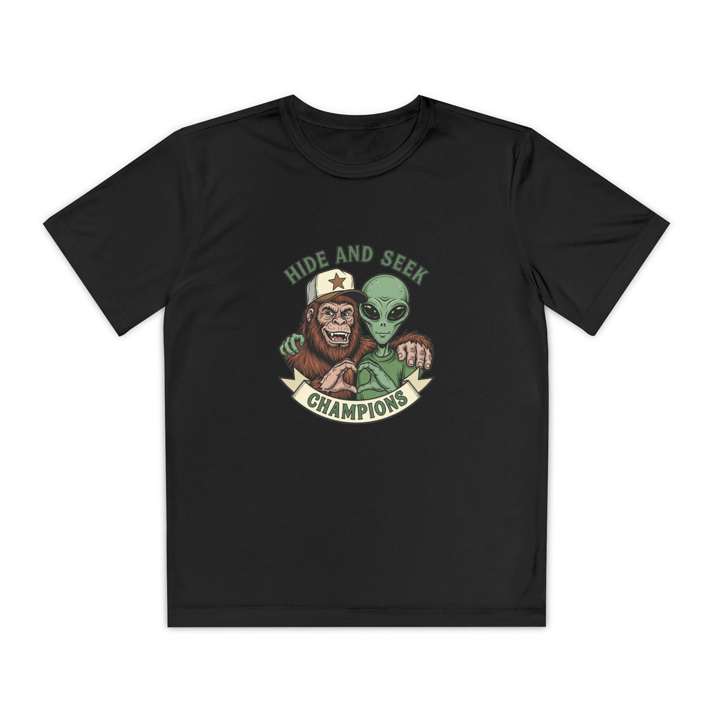 Youth Tee — "Hide and Seek Champions" Ape & Alien Graphic