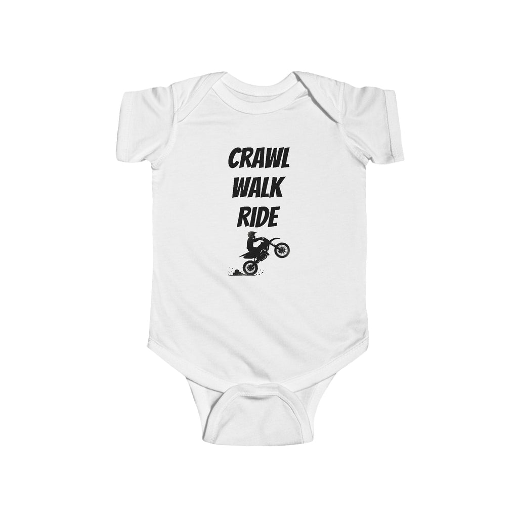 "Crawl Walk Ride" Unisex Baby Onesie