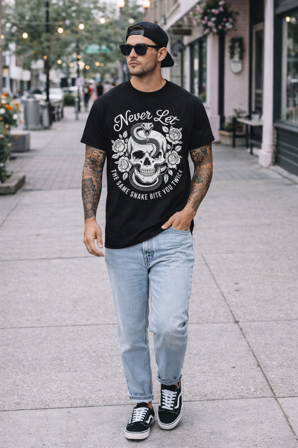 Unisex Skull & Snake Graphic T-Shirt —