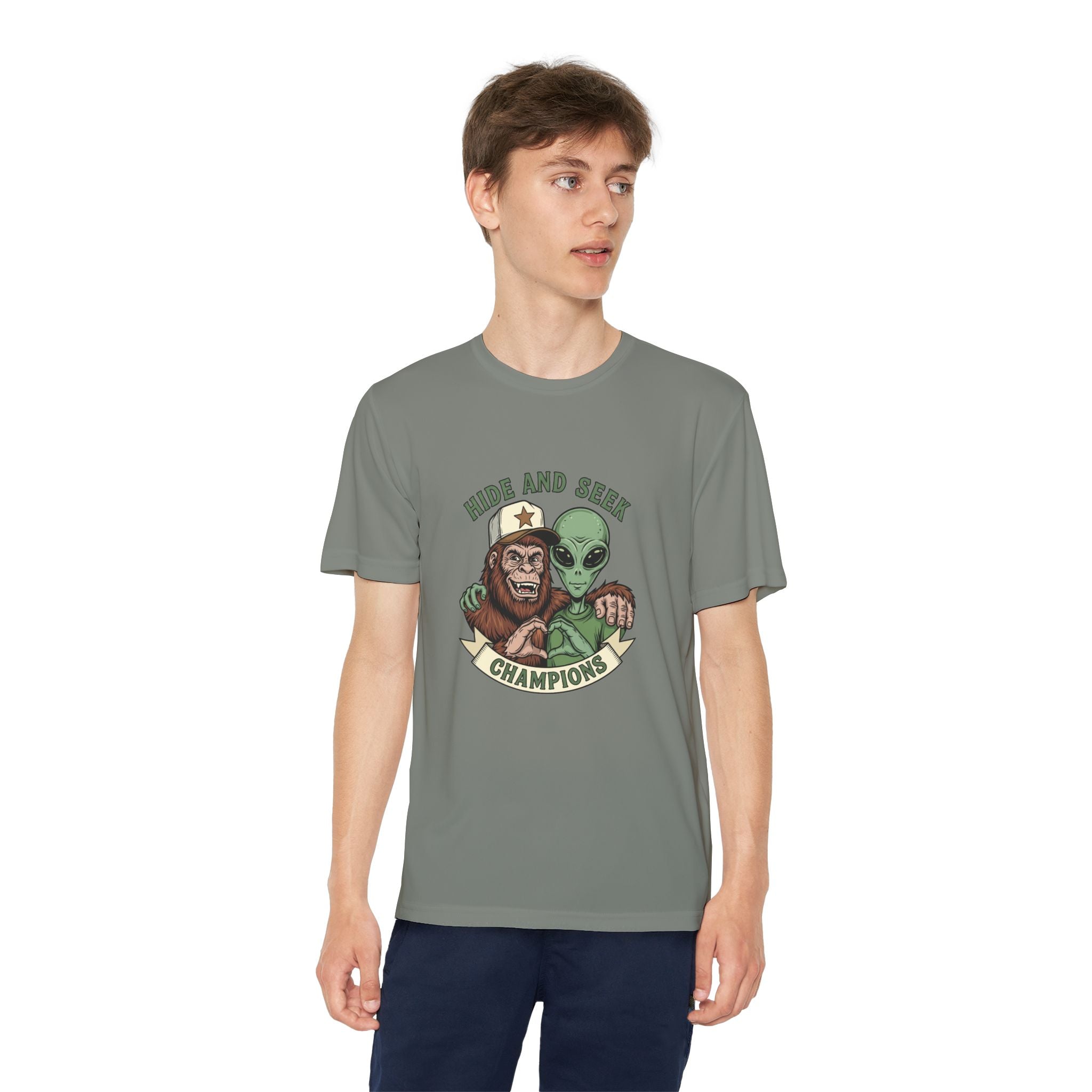 Youth Tee — "Hide and Seek Champions" Ape & Alien Graphic