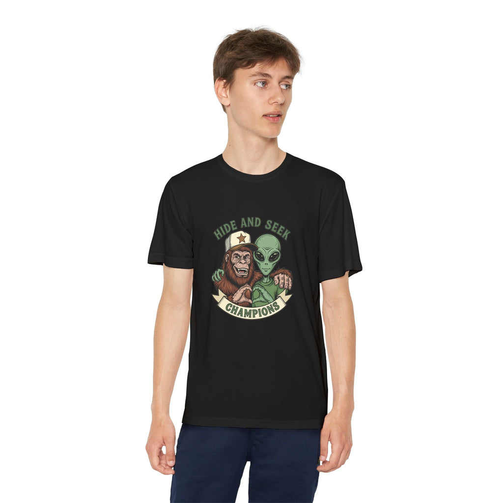 Youth Tee — "Hide and Seek Champions" Ape & Alien Graphic