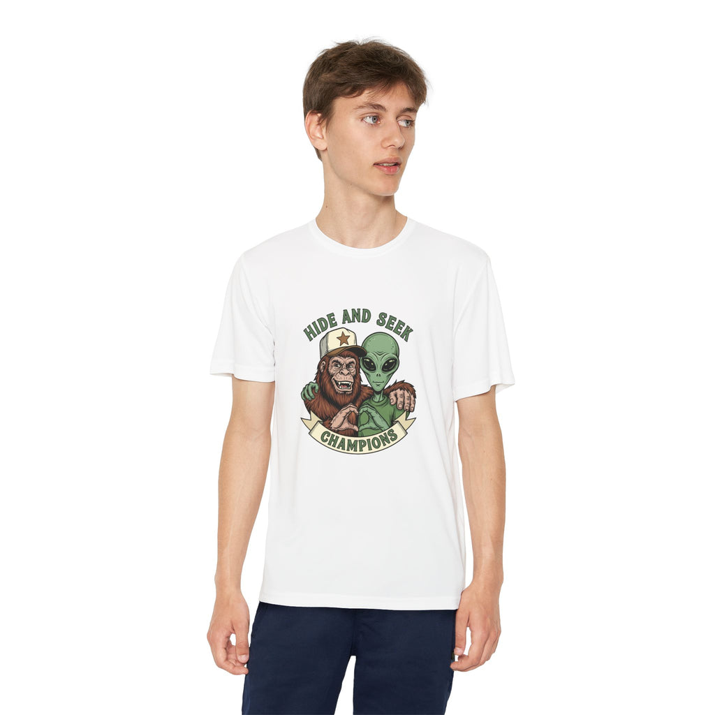 Youth Tee — "Hide and Seek Champions" Ape & Alien Graphic